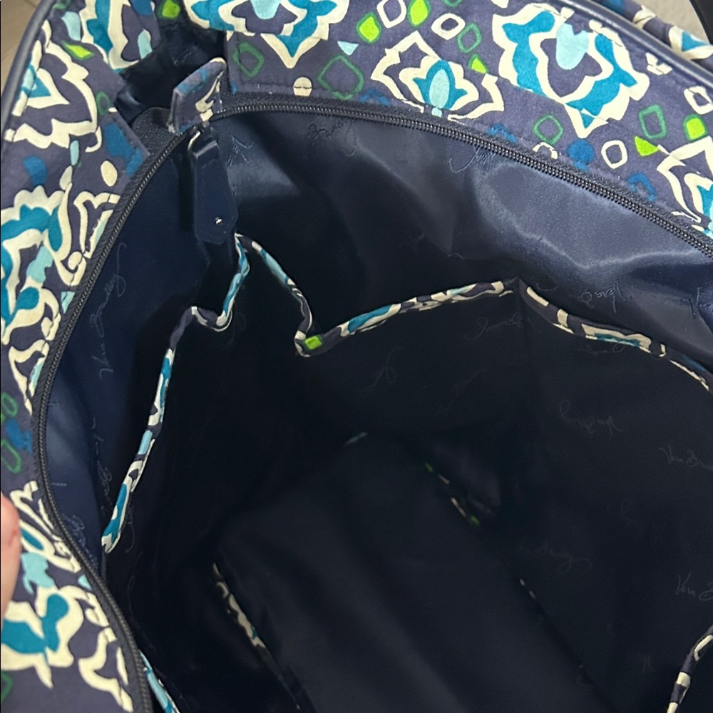 Vera Bradley Navy and Teal Patterned Tote - Picture 8 of 9